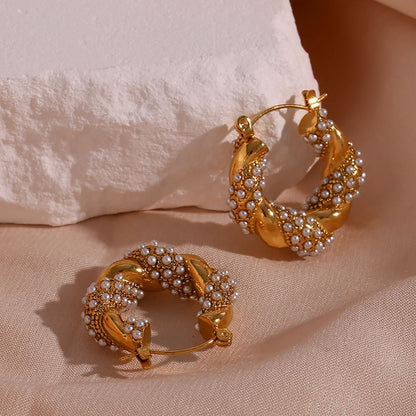 Twisted Zircon Hoop Earrings (Small)