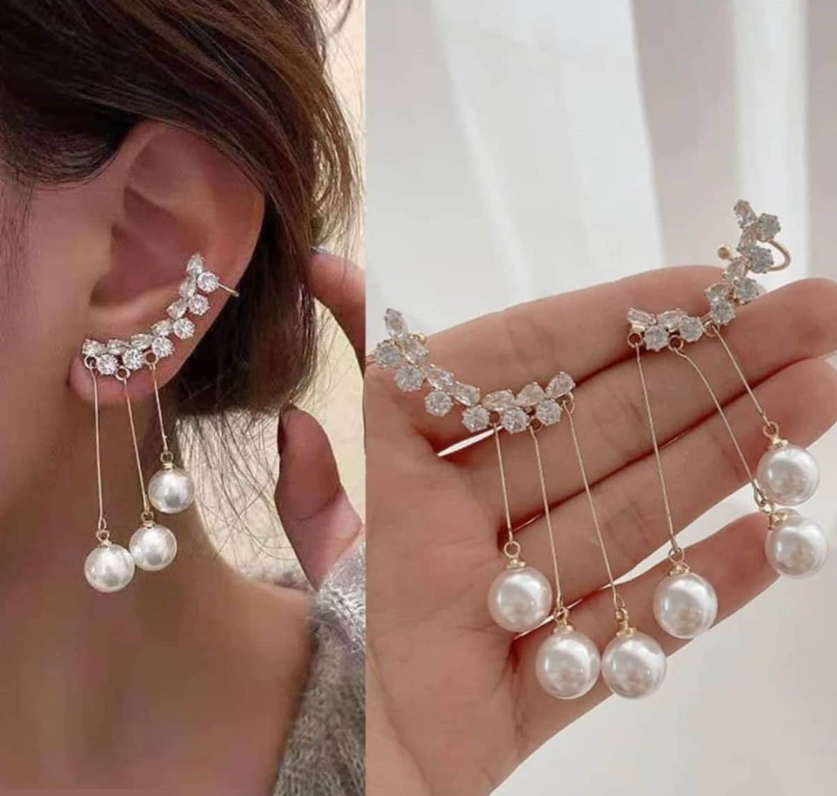 Drop Pearl Ear Cuffs Pair