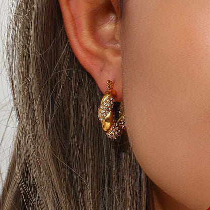 Zircon Hoop Gold-Plated Earrings