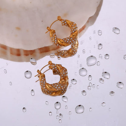 Twisted Zircon Hoop Earrings (Small)