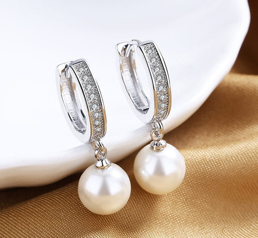 Pearl Ear Hoops Pair