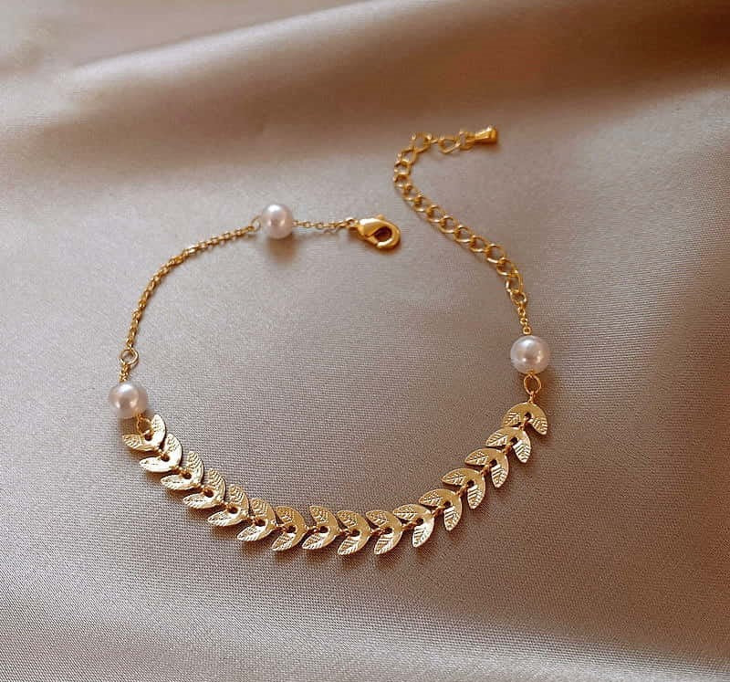 Leaves/Pearl Chain Bracelet