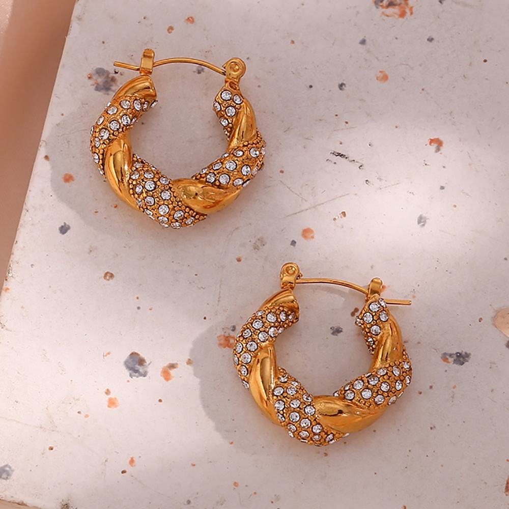 Twisted Zircon Hoop Earrings (Small)