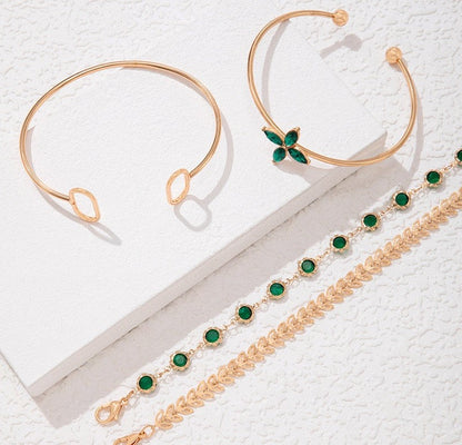 Flower/Leaf/Circle 4 Pieces Bracelet Set